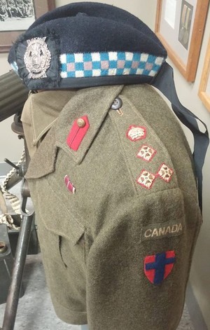 WWII Battledress blouse worn by Brigadier Guy Standish Noakes Gostling CBE, ED, CD, Croix de Guerre (France). 